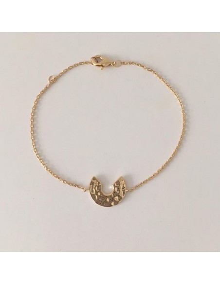 Chain bracelet gold plated hammered open target