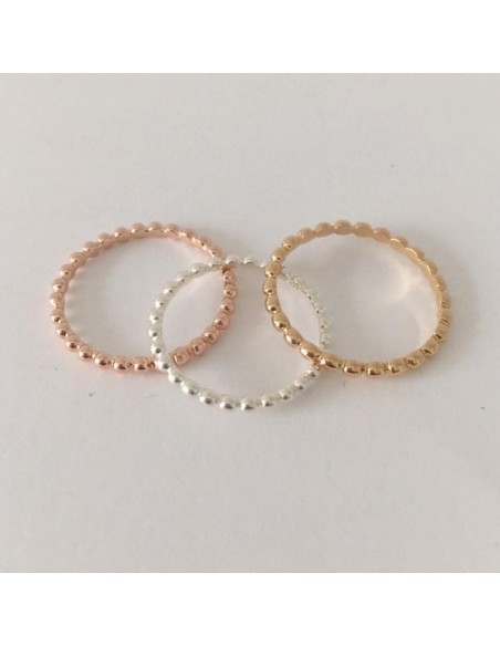 Small beads ring rose gold plated