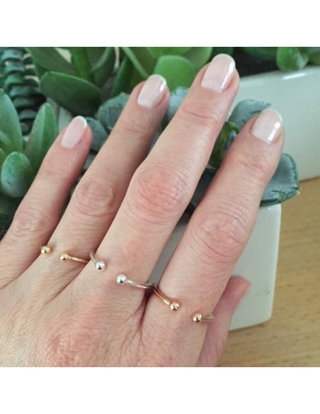 Double small beads ring rose gold plated