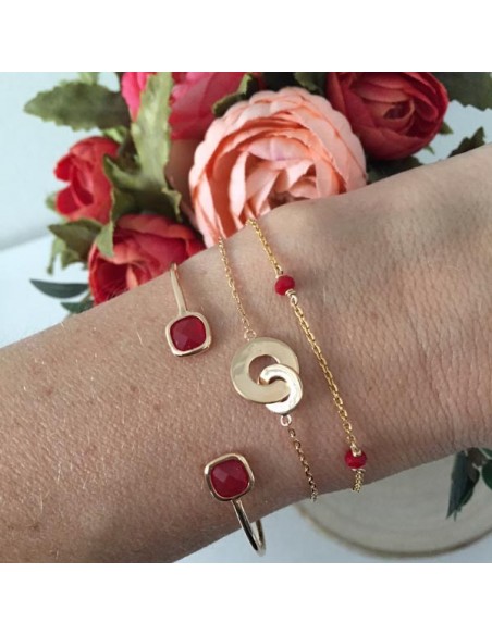 Chain bracelet gold plated five small stones