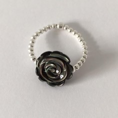 Bague minis perles argent Rose nacre grise