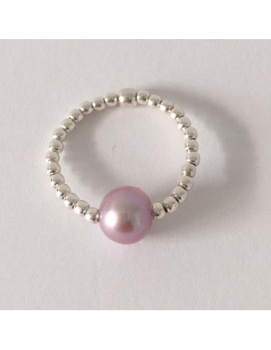 Small beads ring silver 925 pink freshwater pearl