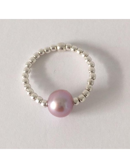 Bague minis perles argent Perle d'eau douce rose