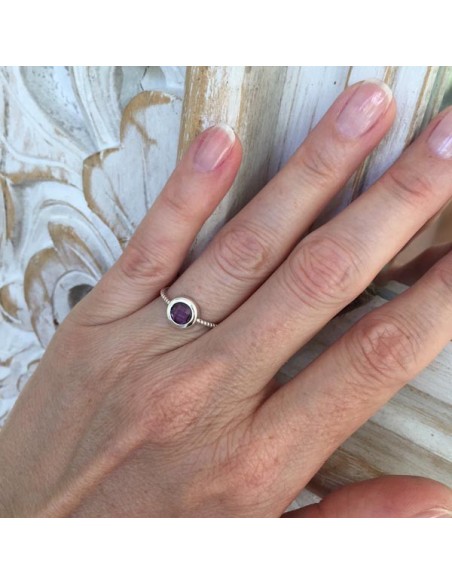 Purple stone ring silver 925