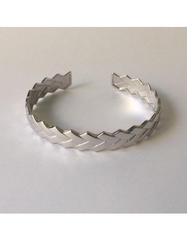 Hammered flat open bangle bracelet silver 925