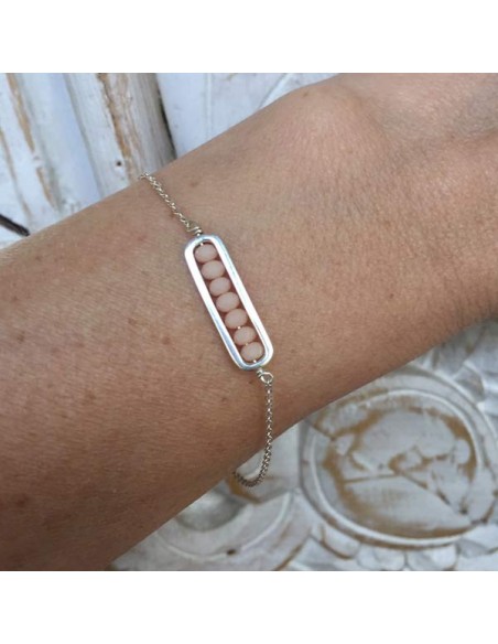 Bracelet chaine argent maillon mini pierres facetées   