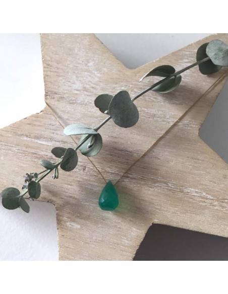 Faceted green onyx drop cord necklace