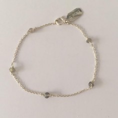 Chain bracelet silver 925 five small black stones
