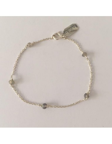 Bracelet chaine argent 5 petites pierres grises
