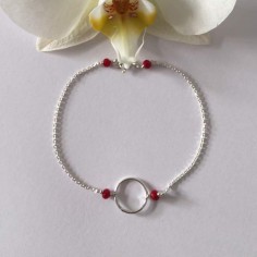 Small ring bracelet silver 925 small red stones