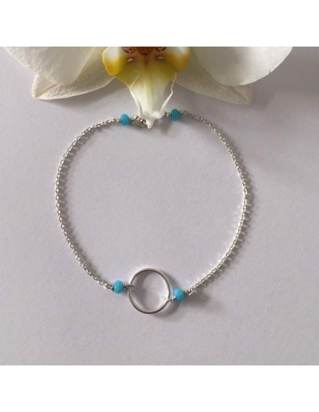 Small ring bracelet silver 925 small turquoise stones