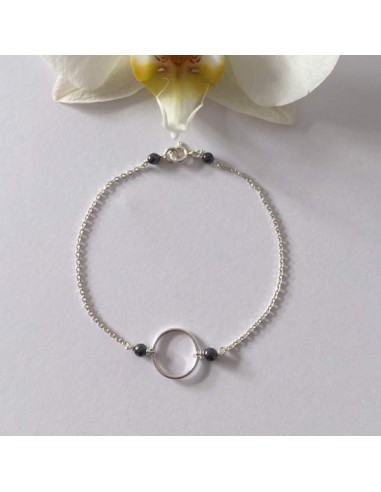 Small ring bracelet silver 925 small hematite stones