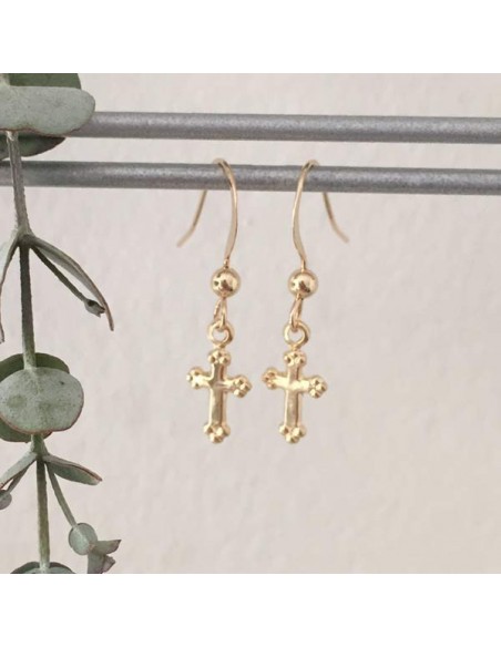 Boucles d'oreilles petites croix plaqué or