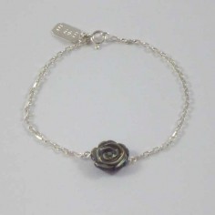 Bracelet chaine argent Rose nacre grise   