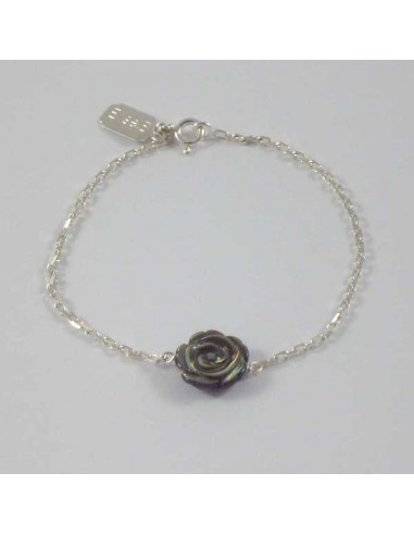 Bracelet chaine argent Rose nacre grise   