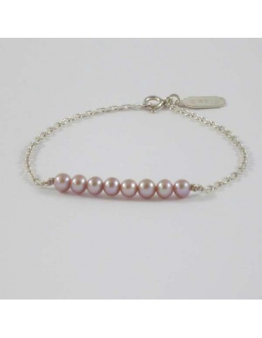 Bracelet chaine argent﻿﻿ Barrette perles d'eau douce roses