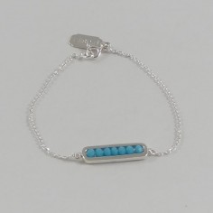 Bracelet chaine argent maillon mini pierres turquoises facettées