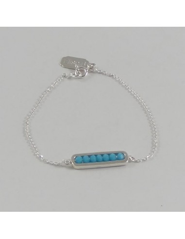 Chain bracelet silver 925 small link beige stones