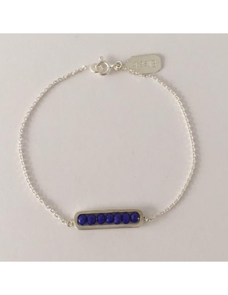 Bracelet chaine argent maillon mini pierres bleues facettées   