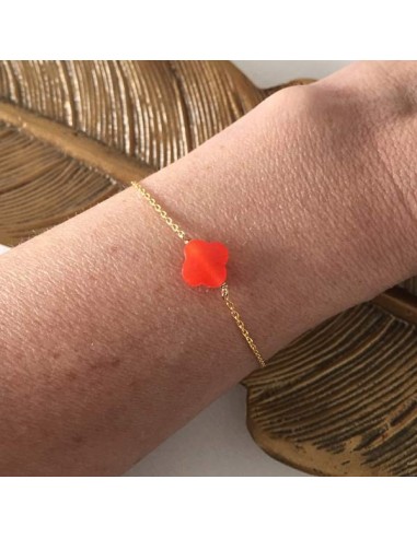 Chain bracelet gold plated orange cross 