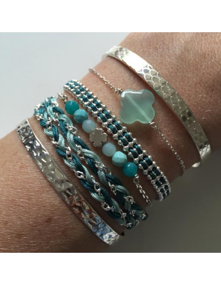 Chain bracelet silver 925 blue cross stone