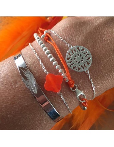 Chain bracelet silver 925 orange cross stone