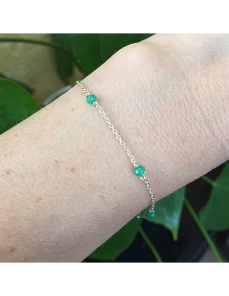 Chain bracelet silver 925 five small green stones
