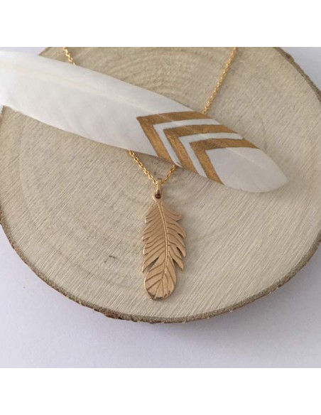 Small feather chain necklace gold plated