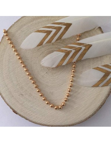 Small beads chain necklace pink gold plated