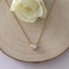 Small zircon chain necklace gold plated