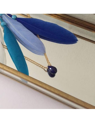 Faceted lapis lazuli drop chain necklace gold plated