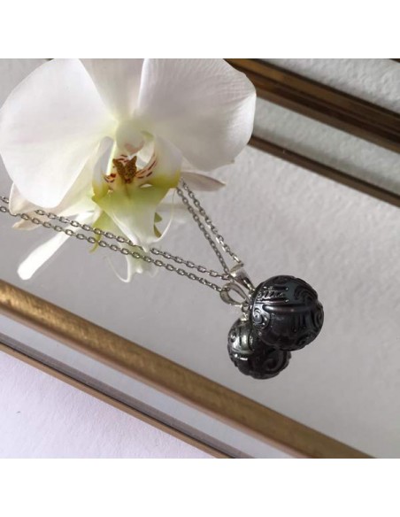Black Tahiti pearl chain necklace silver 925