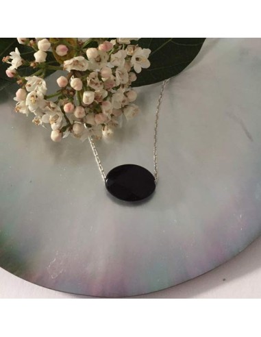 Oval faceted onyx stone chain necklace 925