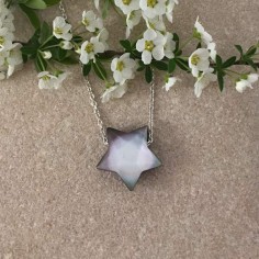 Medium grey mother of pearl star chain necklace silver 925