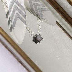 Small grey mother of pearl star chain necklace silver 925