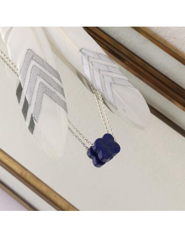 Collier chaine argent Croix Lapis lazuli
