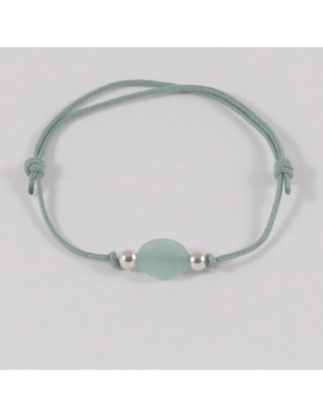 Bracelet petite pierre ovale Amazonite  perles argent 