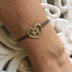 Cord bracelet silver 925 baroque heart