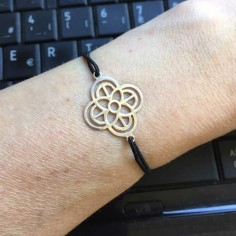 Cord bracelet silver 925 cross shape flower