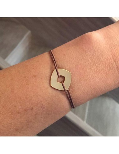 Cord bracelet gold plated square target