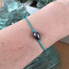 Child black freshwater pearl cord bracelet