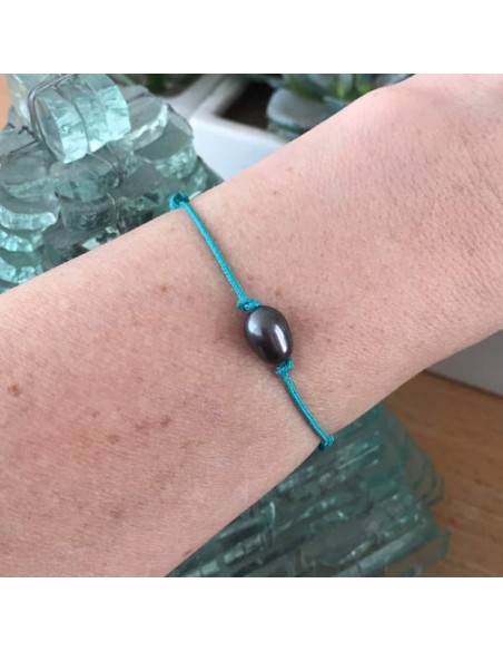 Child black freshwater pearl cord bracelet