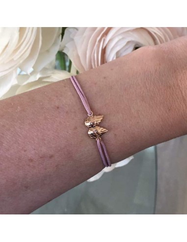 Child gold plated small wings cord bracelet