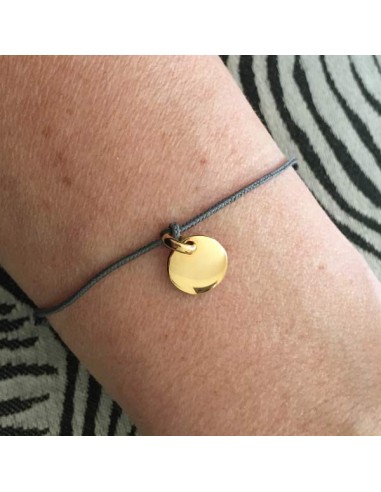 Cord bracelet small gold plated medal