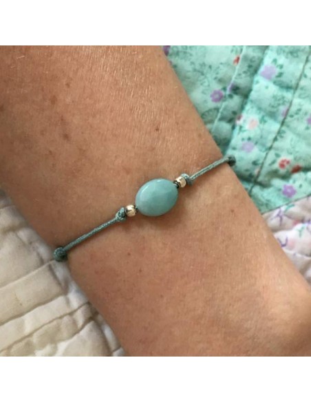 Bracelet enfant Amazonite ovale perles argent 