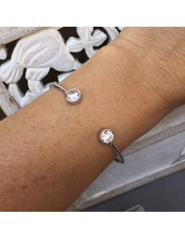 Two zircons thin bangle silver 925