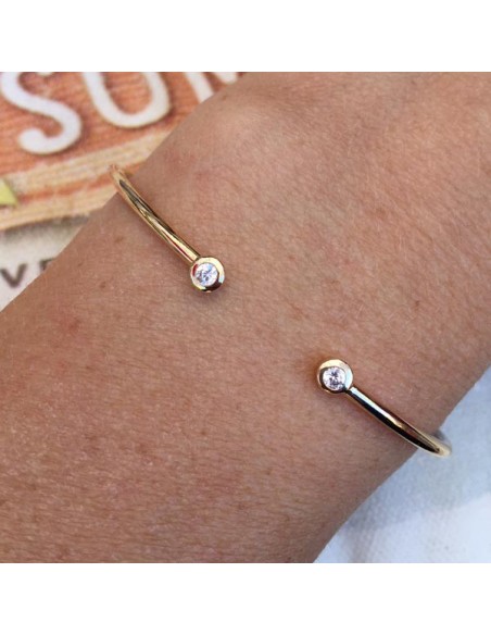 Two small zircons thin bangle gold plated