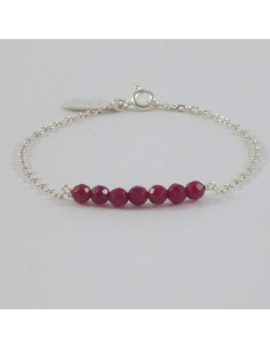 Bracelet chaine argent Barrette pierres agate rouge
