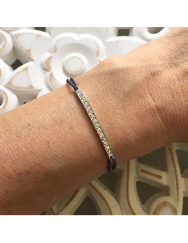 Cord bracelet silver 925 bar zirconium