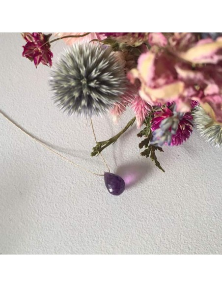 Faceted amethyst drop cord necklace